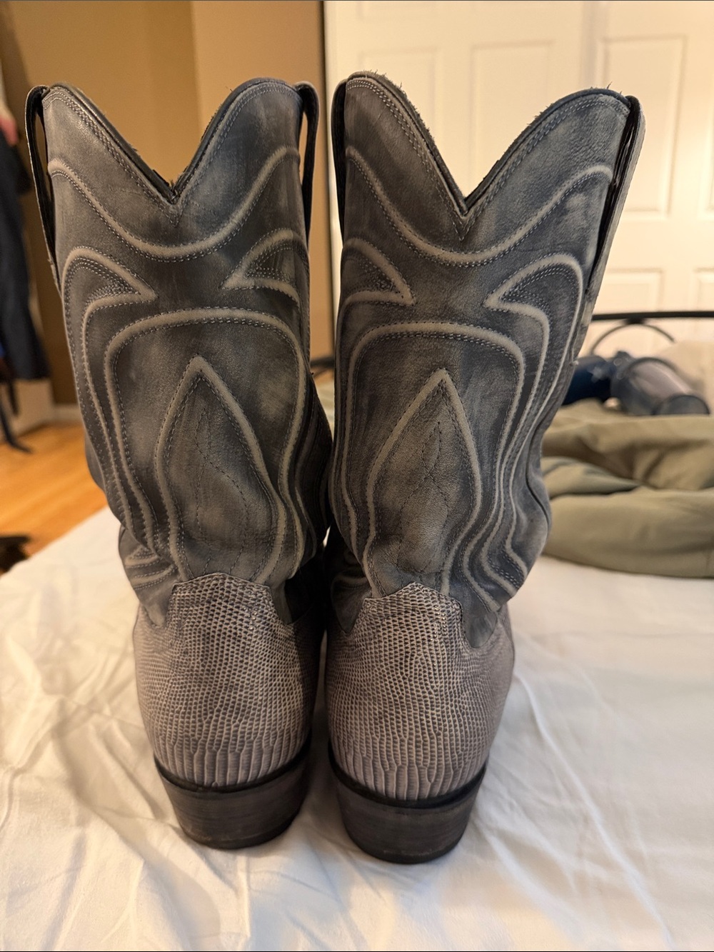 Tecovas Gray Textured Leather Cowboy Boots - Picture 4 of 10